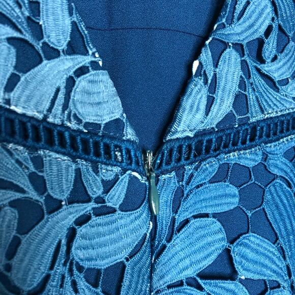 Adelyn Rae teal blue white ombre lace overlay eyelet trim romper size Small - Picture 12 of 13